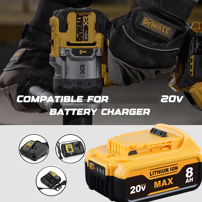 2Pack 8.0AH Lithium Ion Battery 20V 20 Volt Max XR For DeWalt DCB206-2 DCB205-2