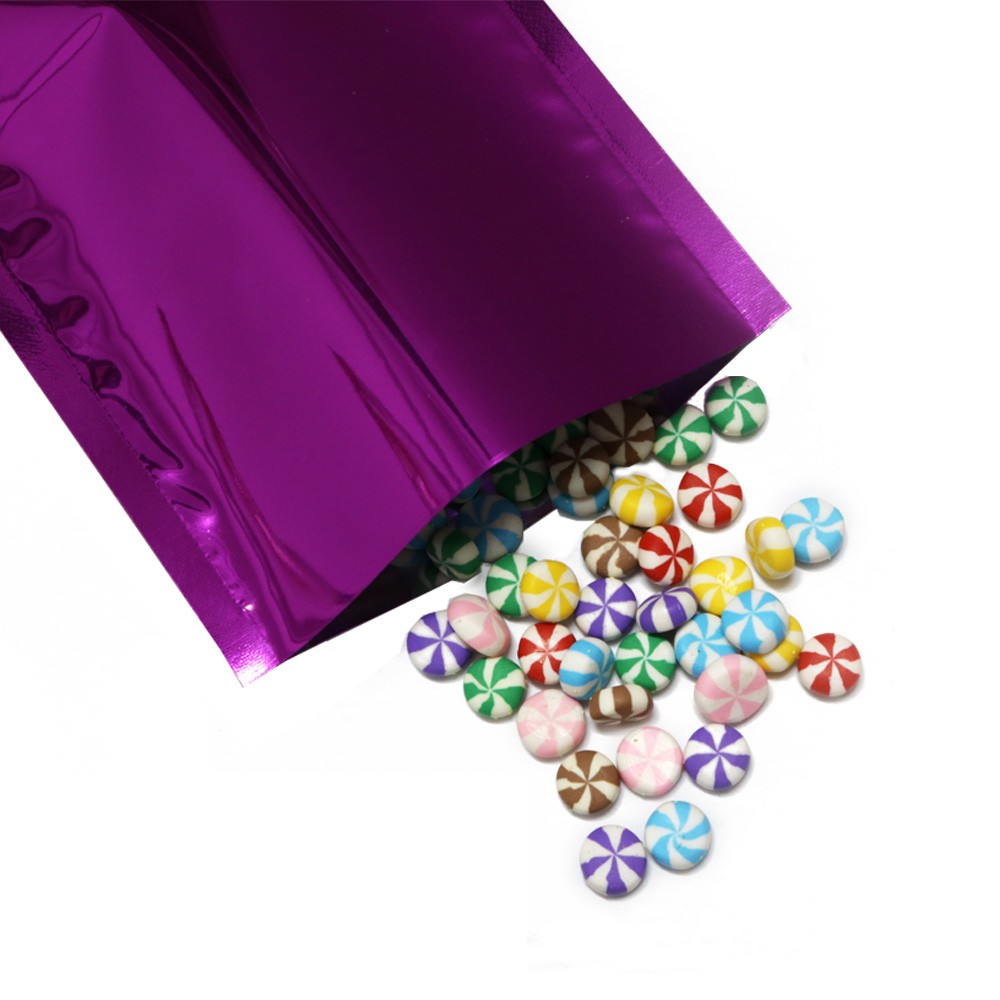 Many Different Sizes/Colors for 100 Flat Metallic Open Top Bags w/ Tear Notches