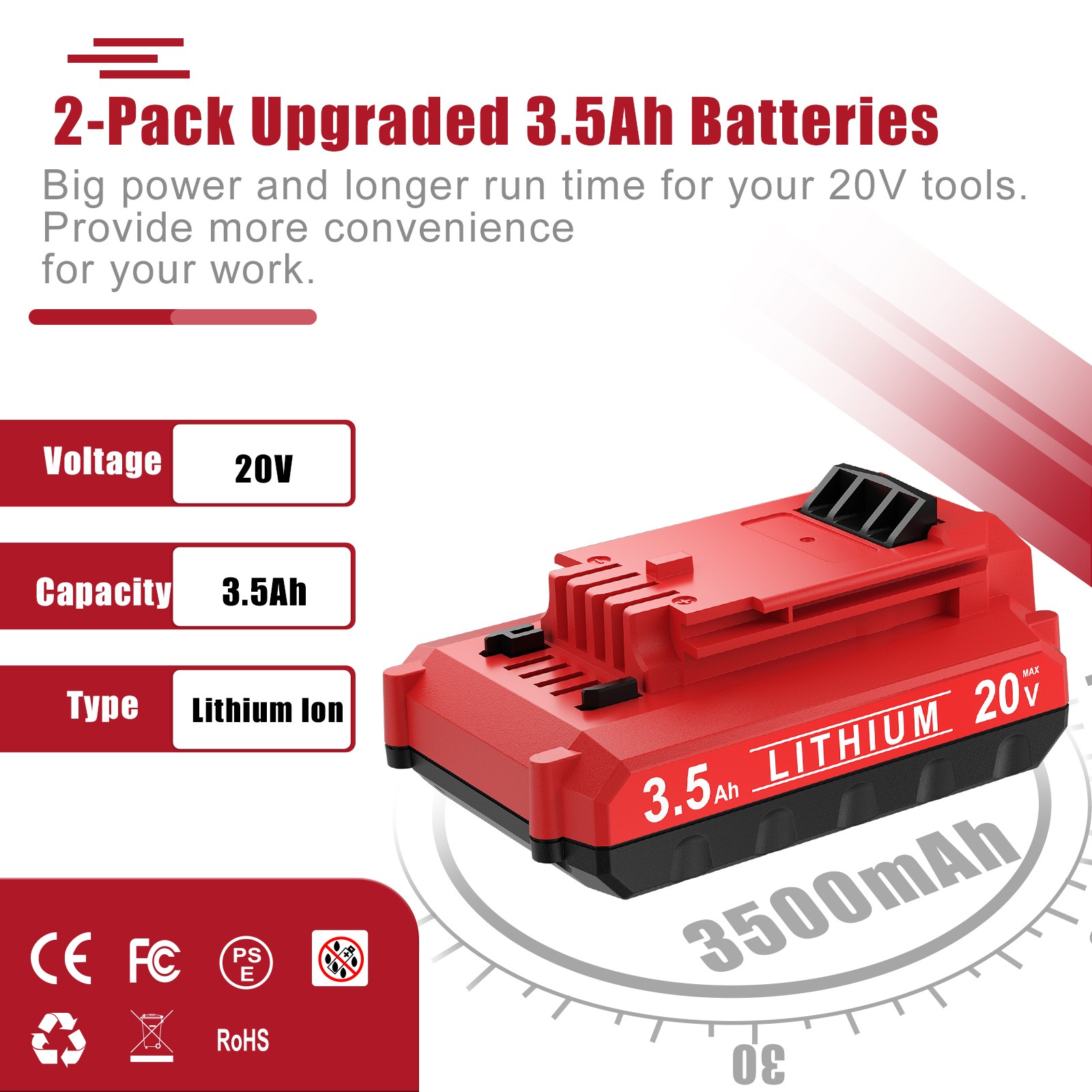 1PACK 3.5Ah Lithium Battery 3500mAH for Porter Cable 20V MAX PCC685L PCC680L NEW