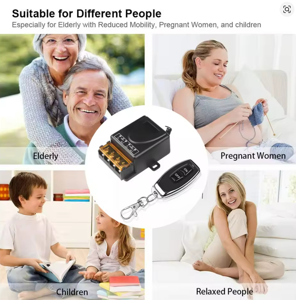 433MHz RF Wireless Remote Control Switch AC 110-240V 15A Relay Receiver + 2 Key