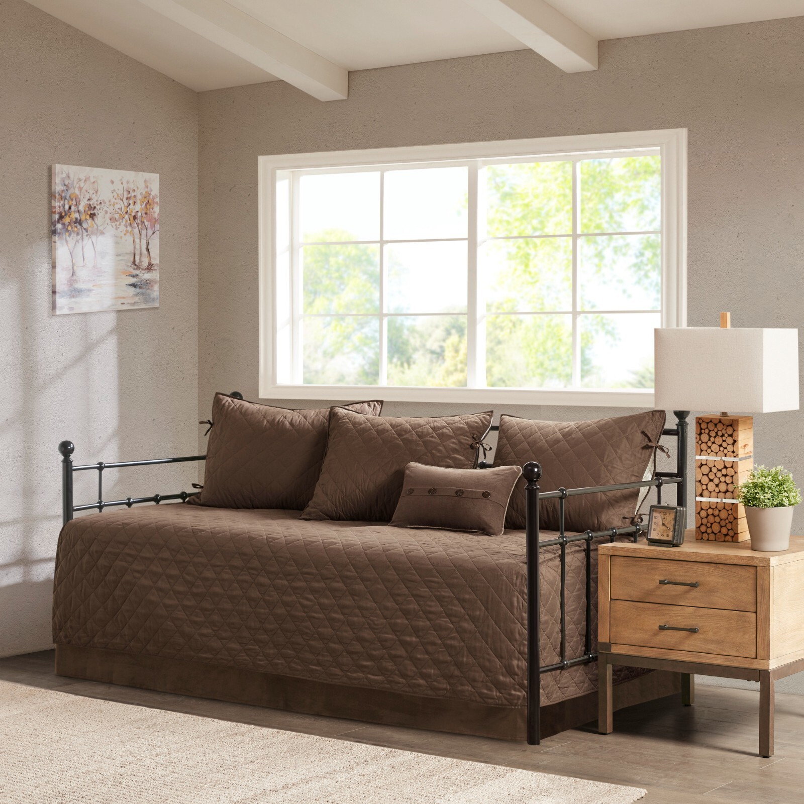 Madison Park 6 Piece Rustic Style Reversible Daybed Cover Set for Guest Room