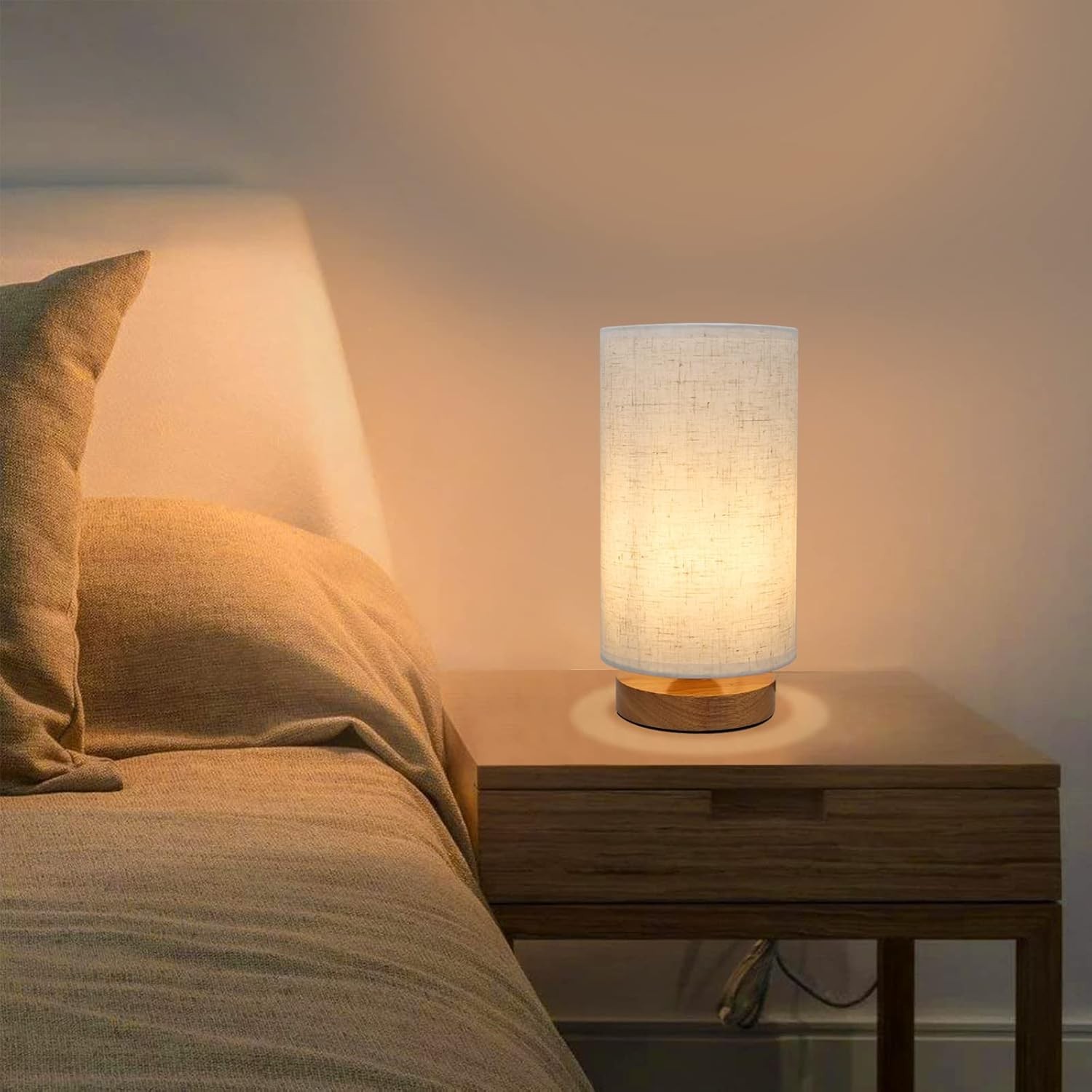 Table Lamps for Bedrooms Set of 2, Minimalist Bedside Lamps Set of 2 with rou…