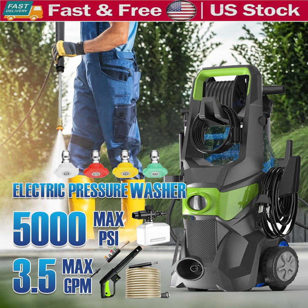 Electric Pressure Washer High Pressure 5000 PSI Washer Portable Powered Washer
