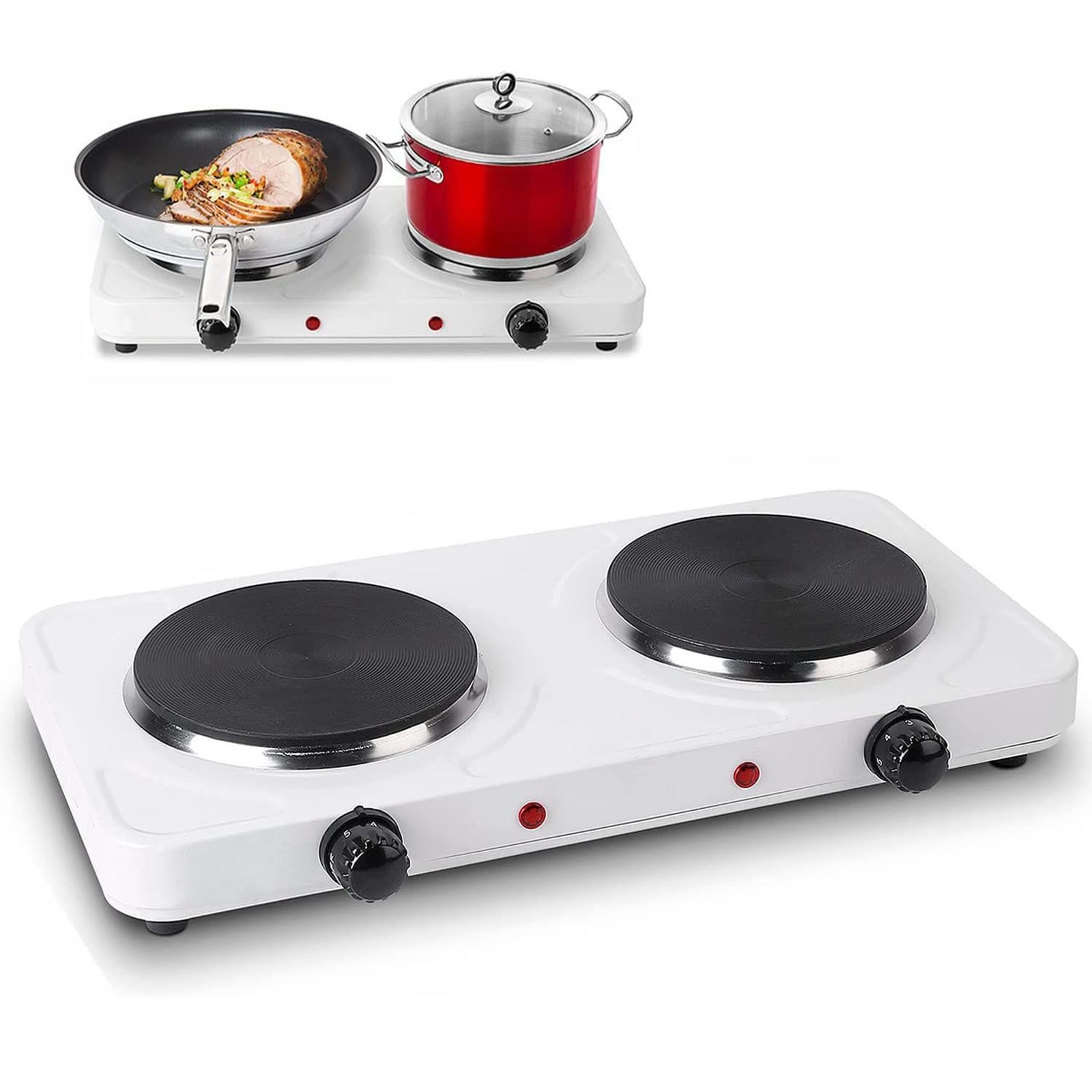 2000W Portable Electric Stove Stainless Steel Single Double Burner Cooktop