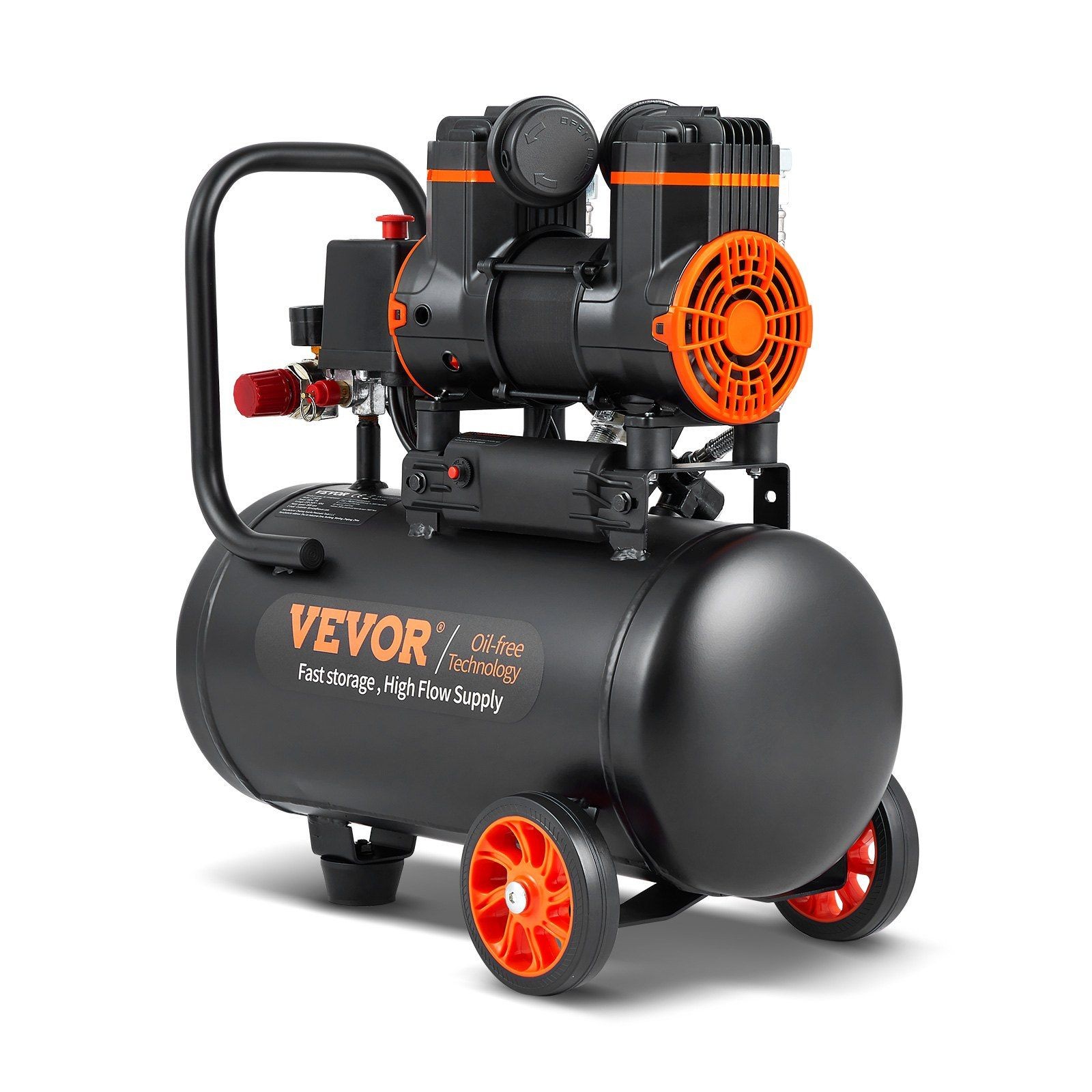 4.8gal 900W 2.2CFM@90PSI 70dB Ultra Quiet Oil-Free Air Compressor