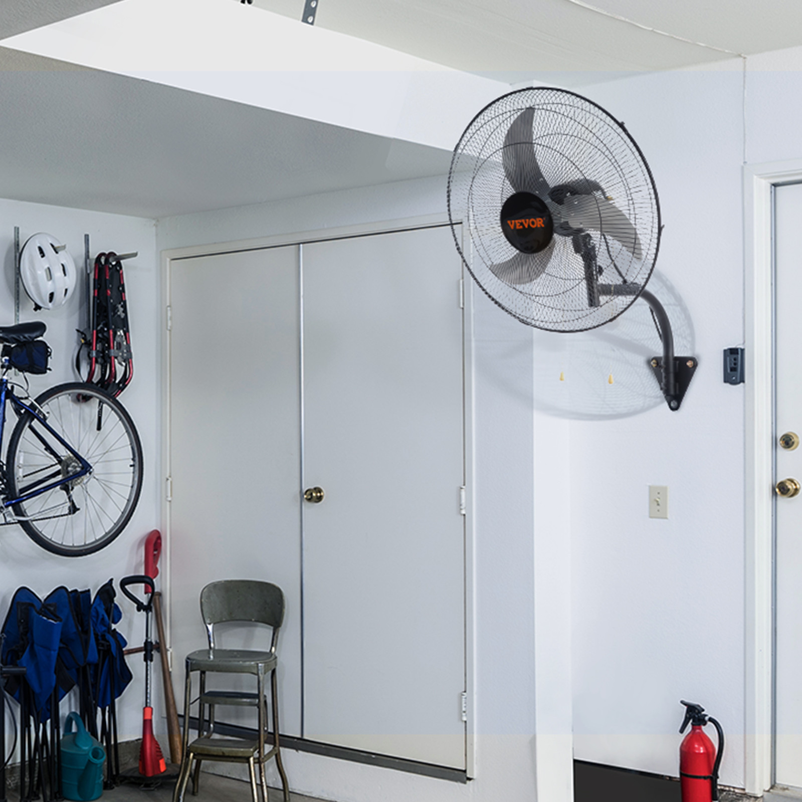 VEVOR Industrial Wall Mount Fan Oscillating Metal Fan 17.5” 3 Speed Ventilation