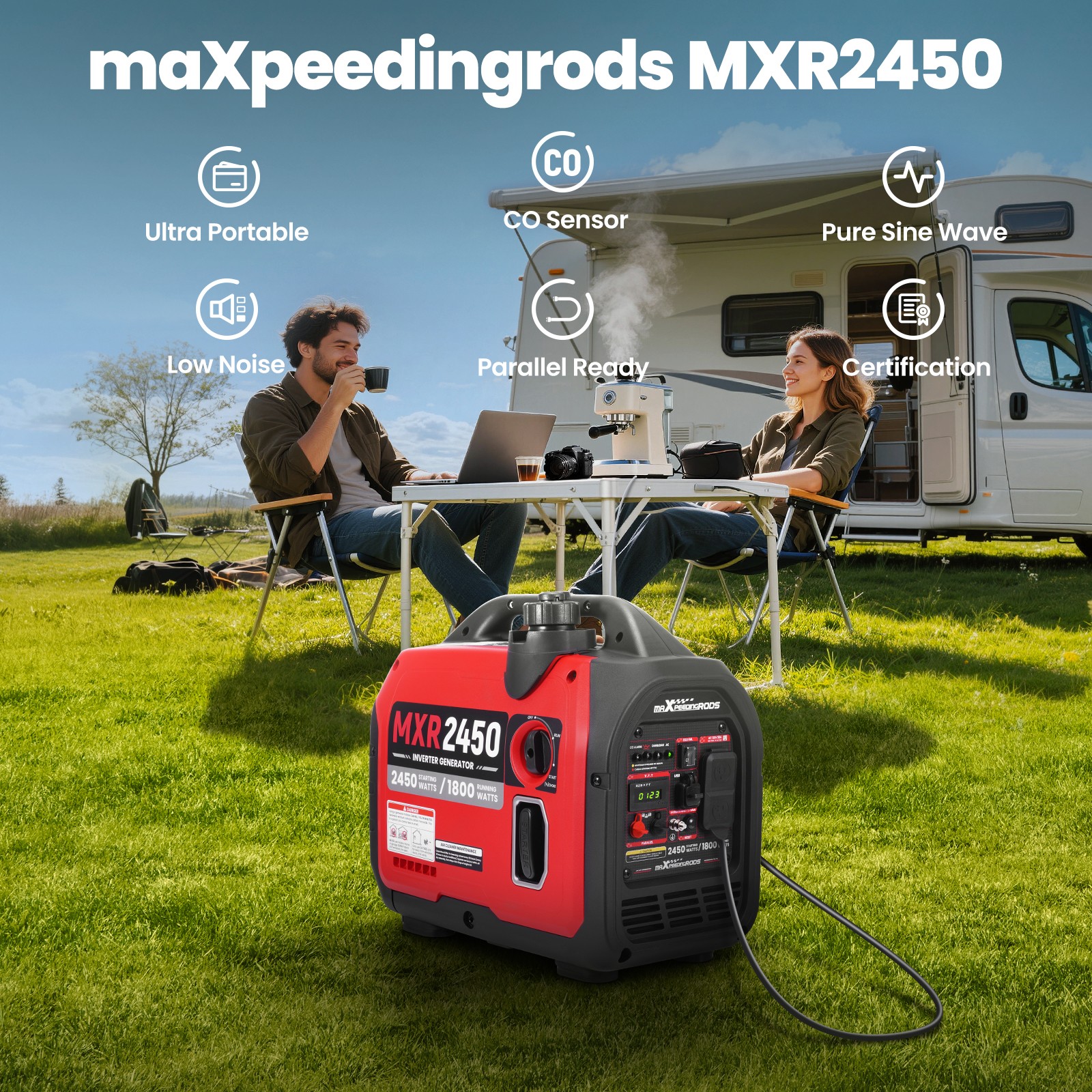 1800W Running Ultra Quiet Generator with ECO Mode for Garden Courtyard Use