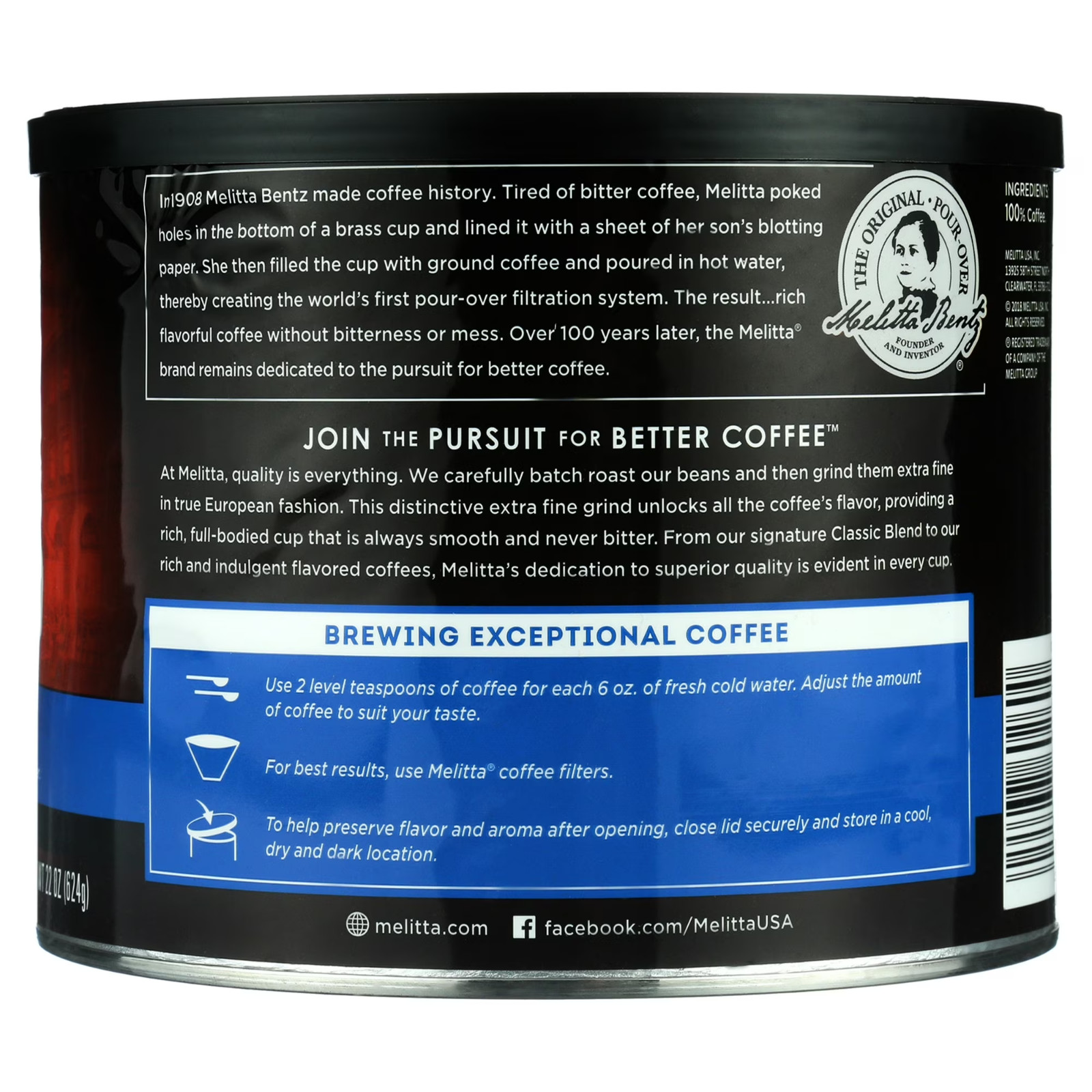Melitta Classic Roast Caffeinated Canned Coffee 22 oz-free shipping