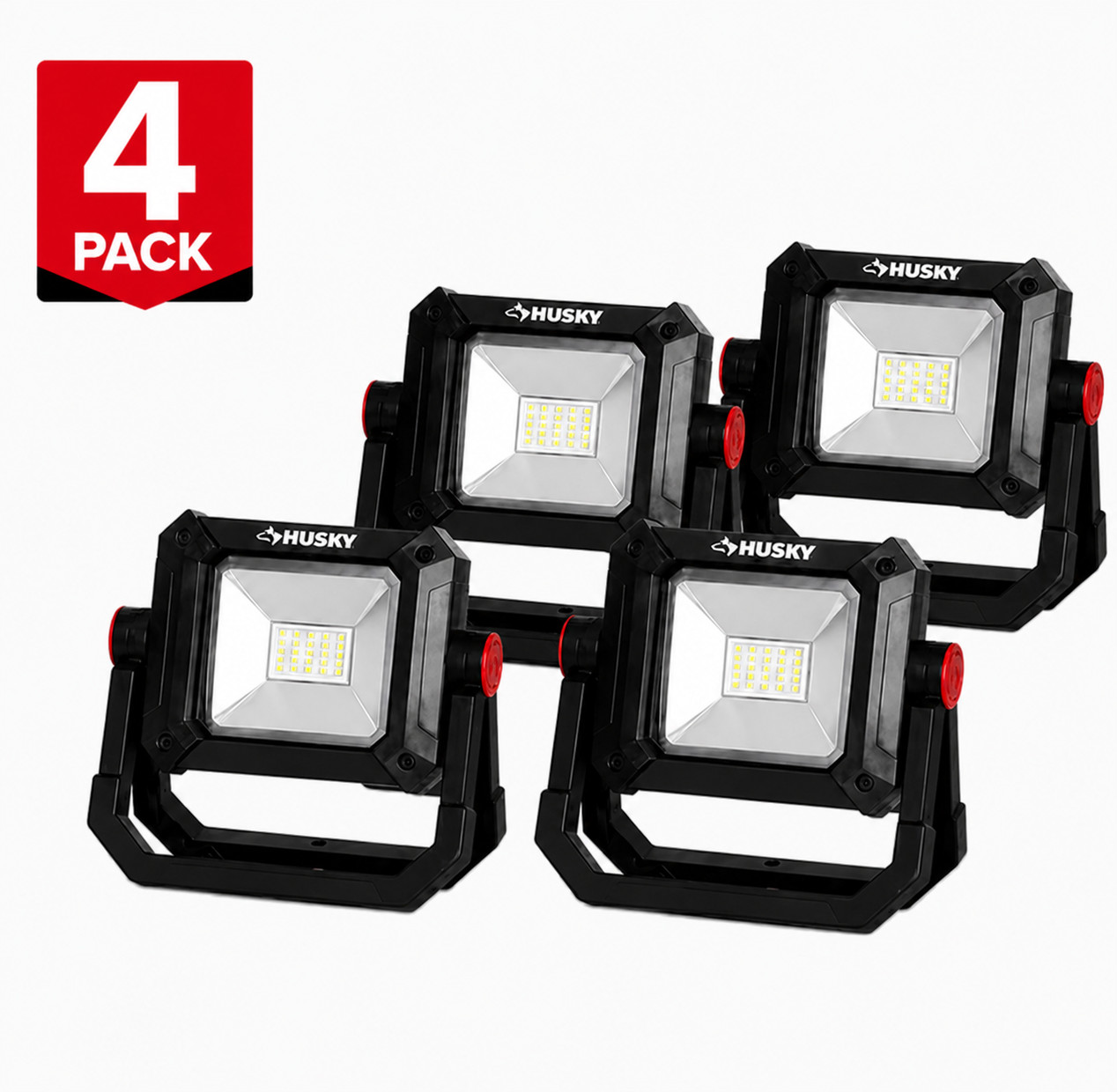4 Pack Husky 1500 Lumens Rechargeable LED Work Lights USB-C Magnetic 360°