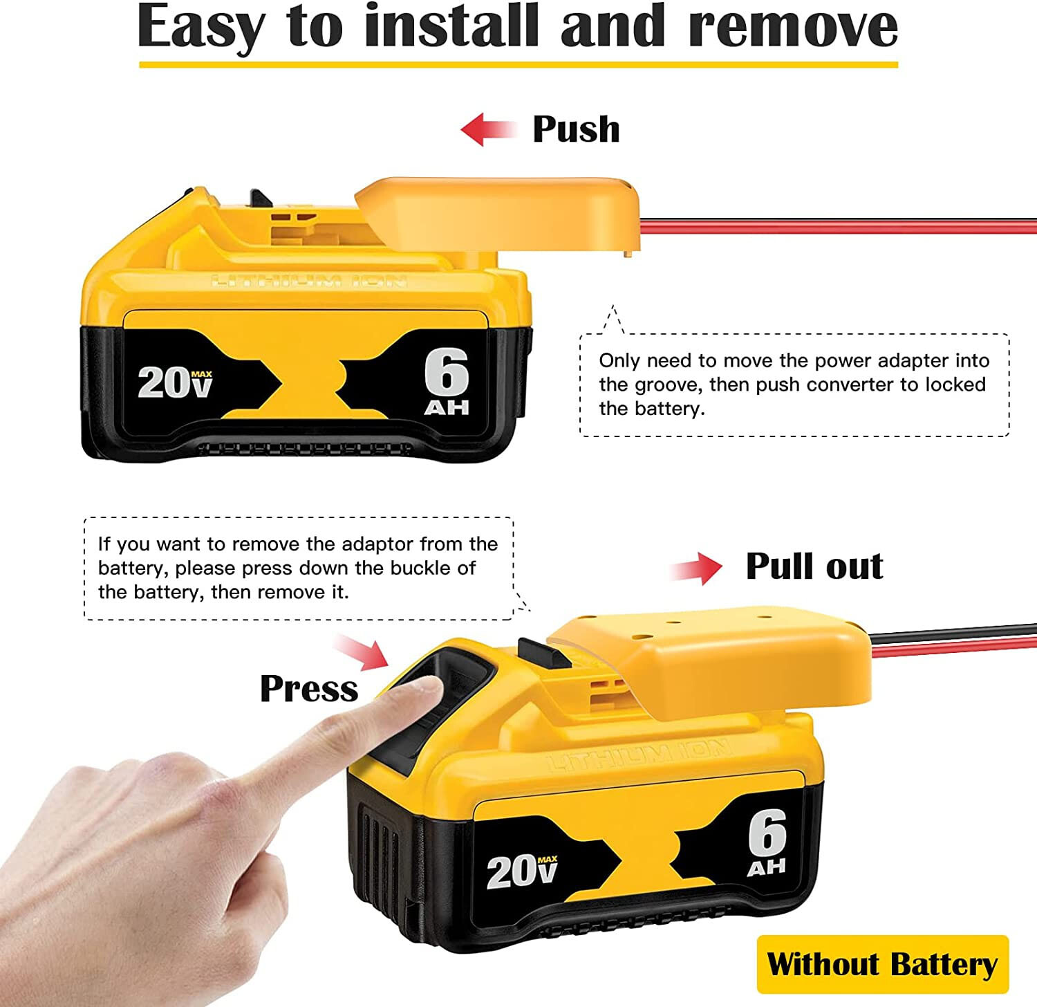 Power Connector DIY Battery Adapter Holder Dock For DeWalt 18V/20V Max Battery