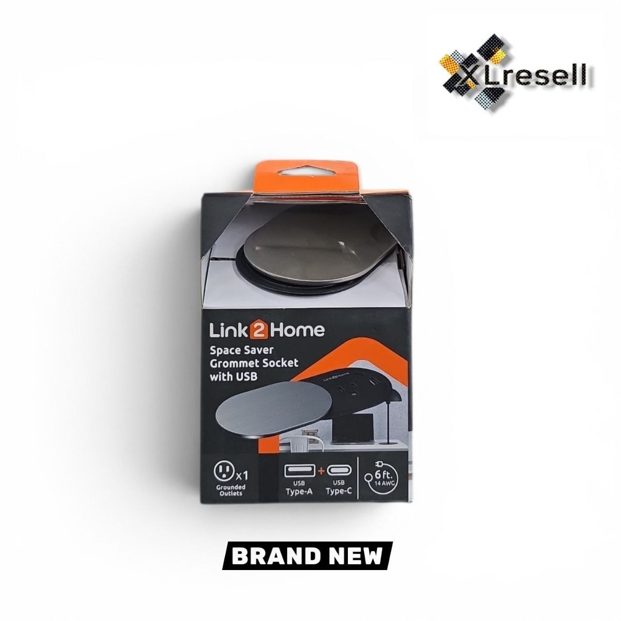 Link2Home Space Saver Grommet Socket w Outlet, USB A/C Port 3.1A Stainless Steel