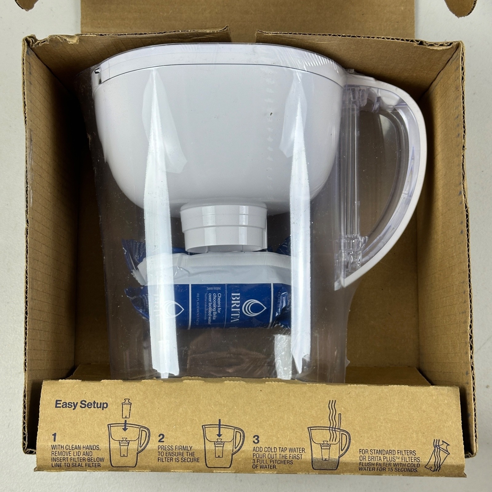 Brita Large 10-Cup Elite Water Filter Pitcher New Sealed White