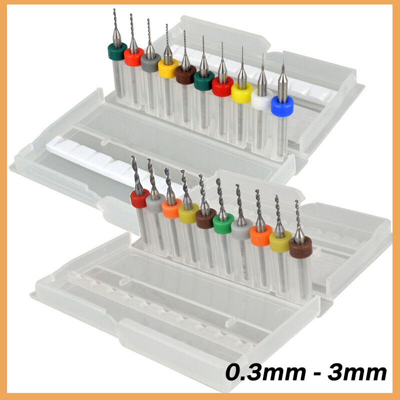 10Pcs 0.1mm -3mm PCB Print Circuit Board Carbide Micro Drill Bits Set Tools