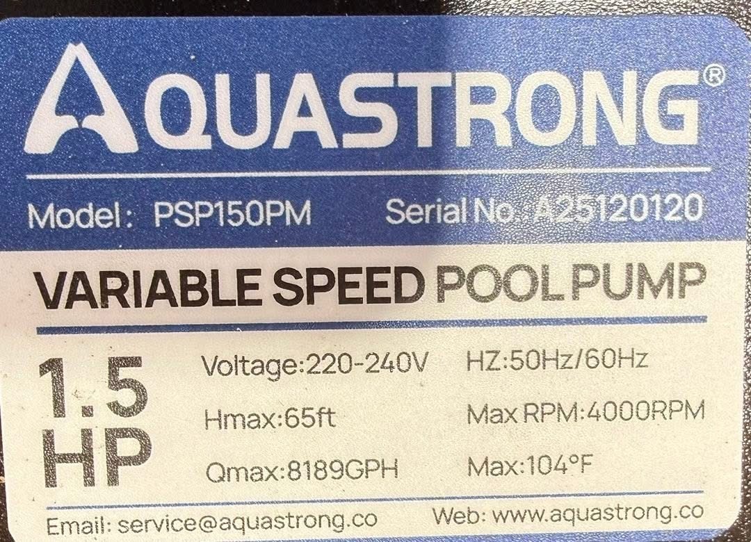 Aquastrong 1.5HP In/Above Ground Swimming Pool Pump Self Priming 8189GPH 4000RPM