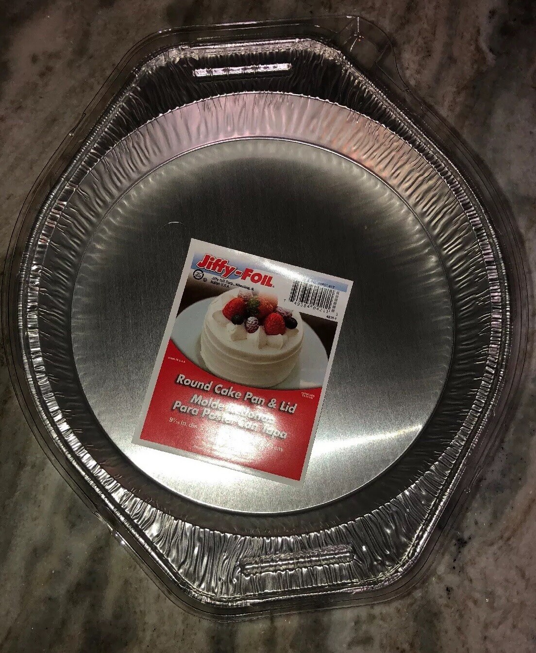 Jiffy-Foil Round Cake Pan & Lid 2 Ea 9 9/16” Dia X 1 5/8” #4211-1-RARE-SHIP24HRS