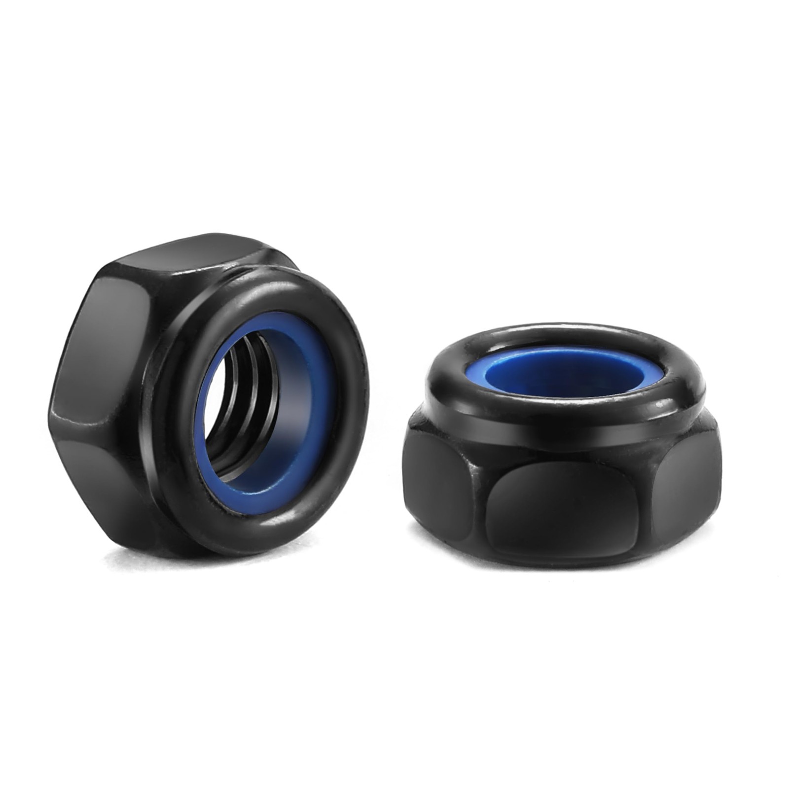 M6 x 1.0mm Nylon Insert Hex Lock Nuts 50Pcs 304 Stainless Steel M6, Black