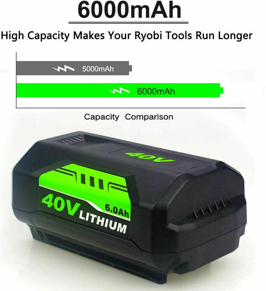 6.0Ah For Ryobi 40V Lithium Battery or Charger High Capacity OP4015 OP4026 OP401