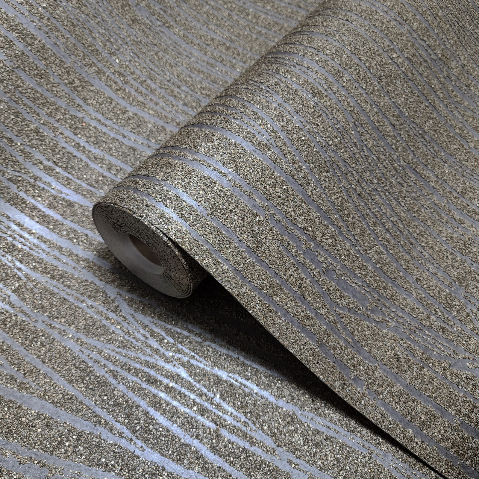 Brass Mica chip textured Real Natural Wallpaper gray silver metallic zebra Lines