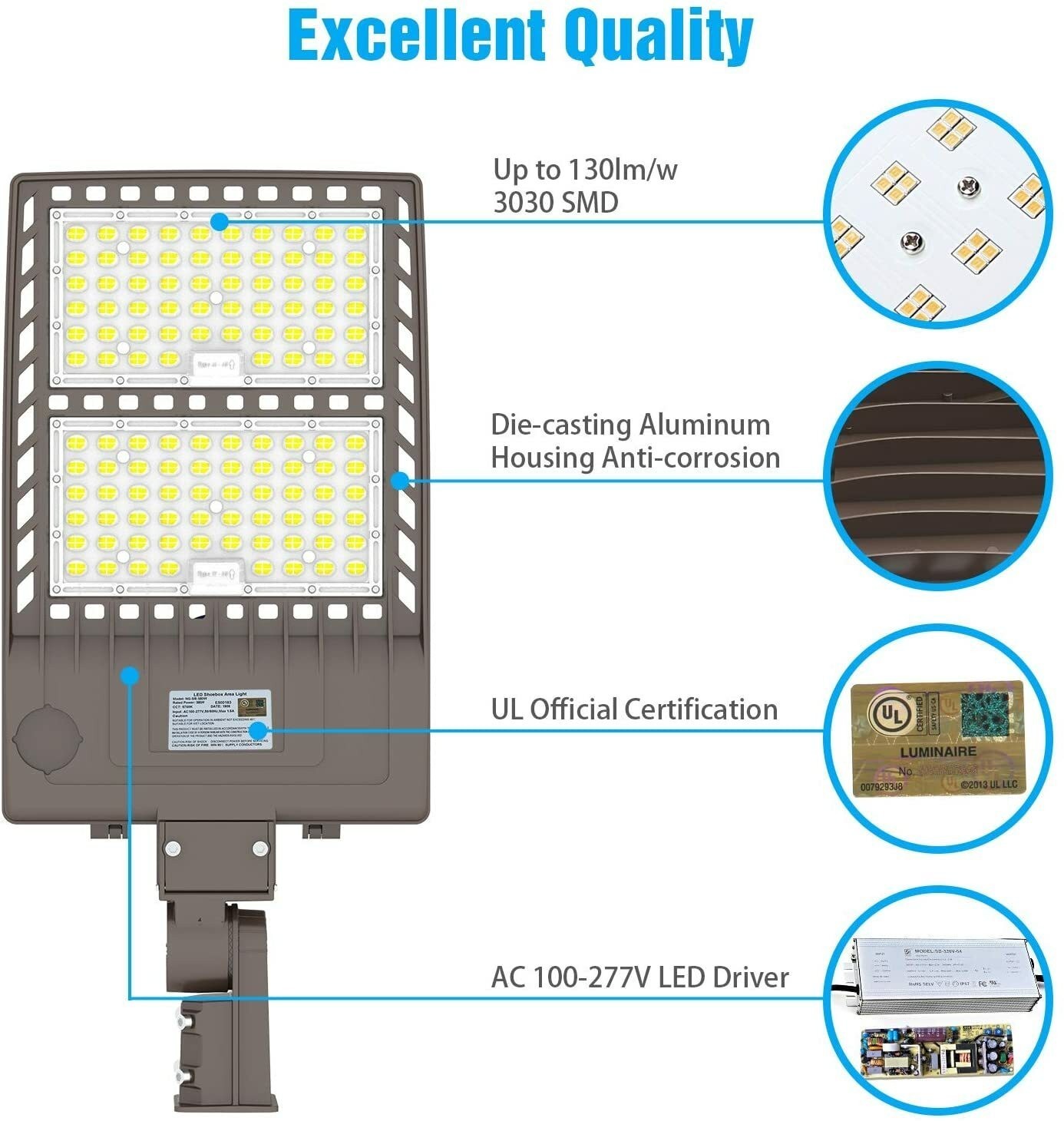 150W 320W LED Parking Lot Light Dusk to Dawn Commercial Shoebox Street Light