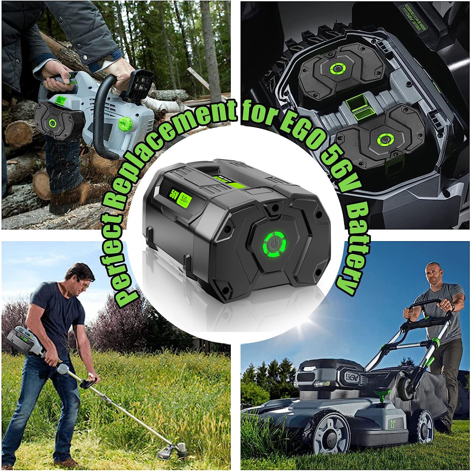 For EGO BA2800T BA5600T Power+ 56V 5.0Ah Lithium-Ion Battery 56 Volt POWER Tools