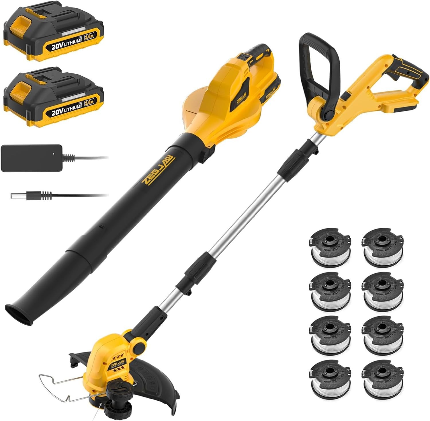2-in-1 Cordless Leaf Blower & String Trimmer Kit 150 MPH 12 Inch, 2×2.0Ah
