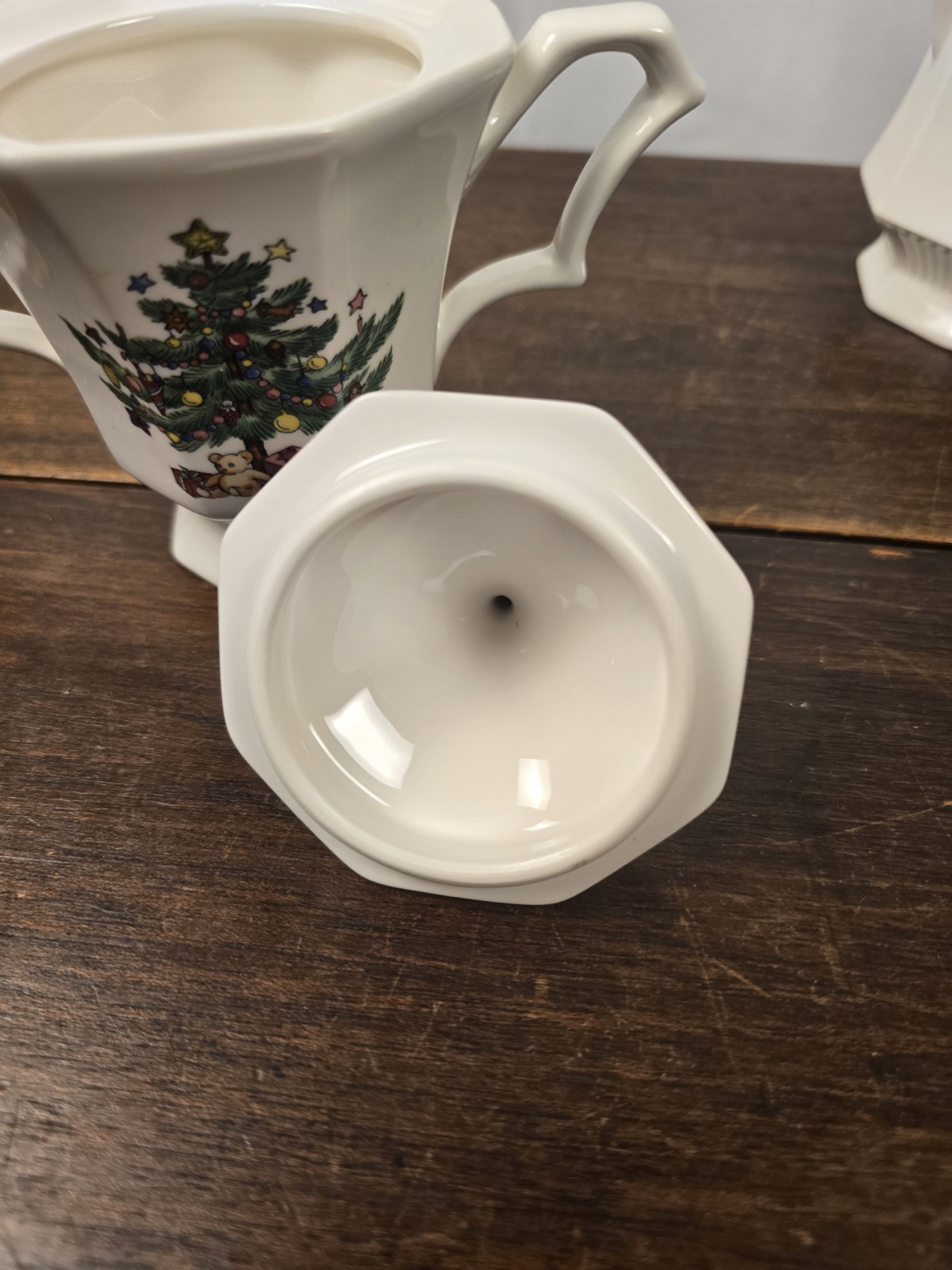 3pc VTG Nikko Classic Collection Ironstone Christmas Octagon Sugar & Creamer/Lid