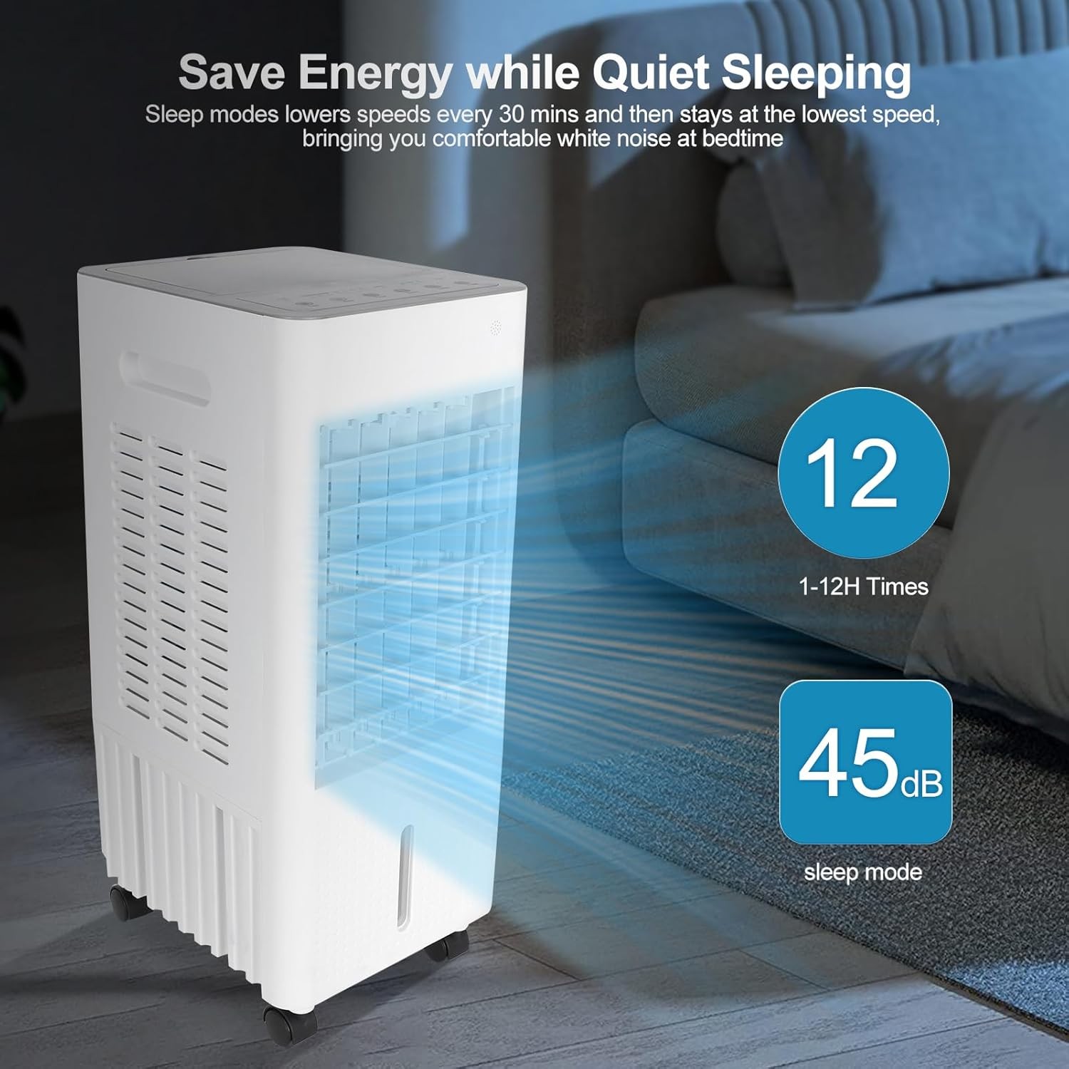 Portable Air Conditioners w/Remote, 4 Modes & 3 Speeds,Waterless Alert System