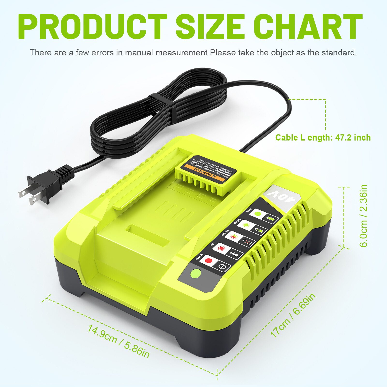 OP401 Fast Charger For Ryobi 40V OP408VNM Lithium Battery OP406VNM OP40602 LED