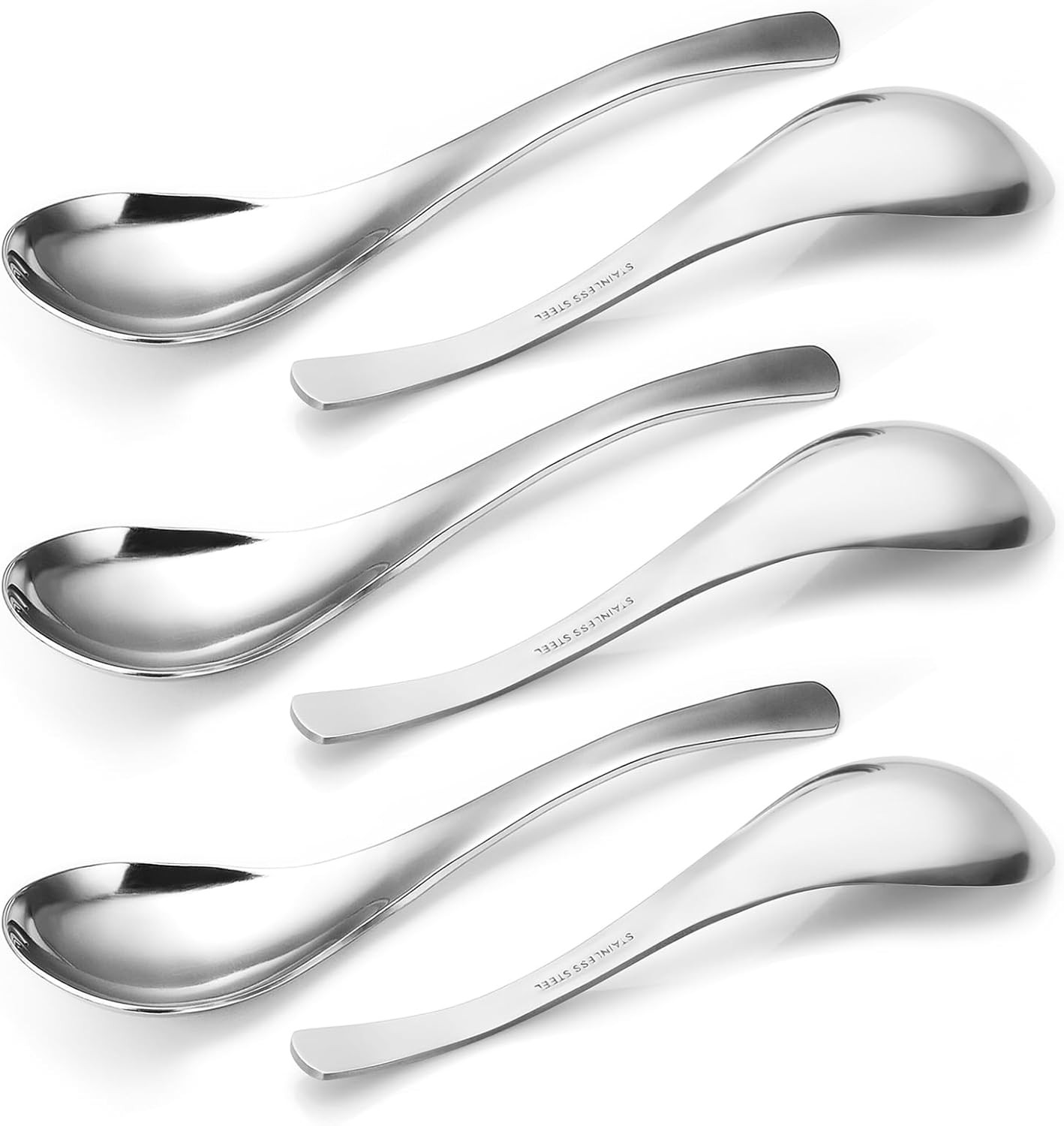Thick Heavy-Weight Soup Spoons, High Grade Stainless Steel Soup Spoons, Set of 6