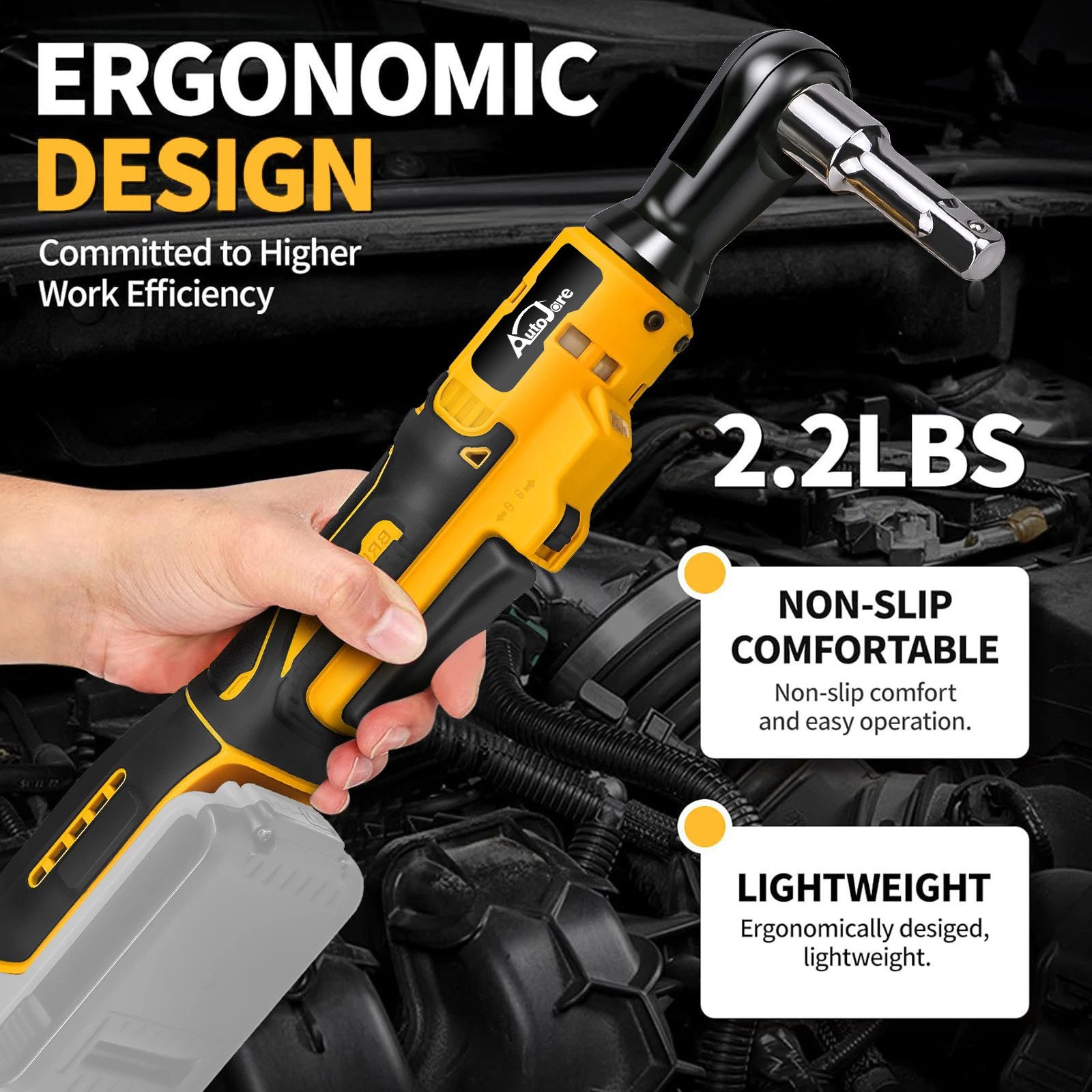 3/8″ Cordless Ratchet Wrench for DEWALT 20V MAX Battery 88NM 65Ft-lbs,No Battery