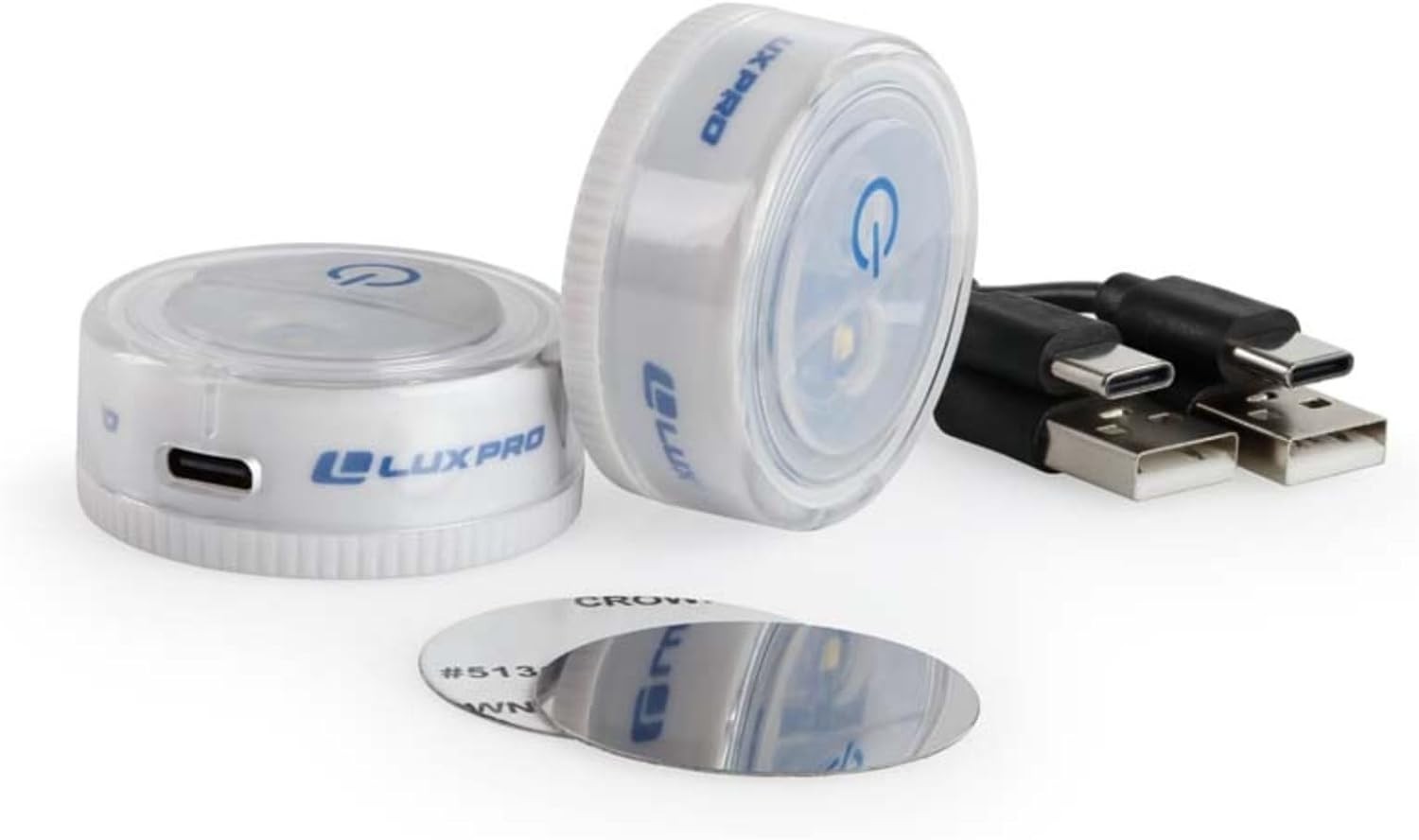 LUXPRO Waterproof Micro LED Rechargeable Puck Lights – Mini Puck Lights – 2 Pack