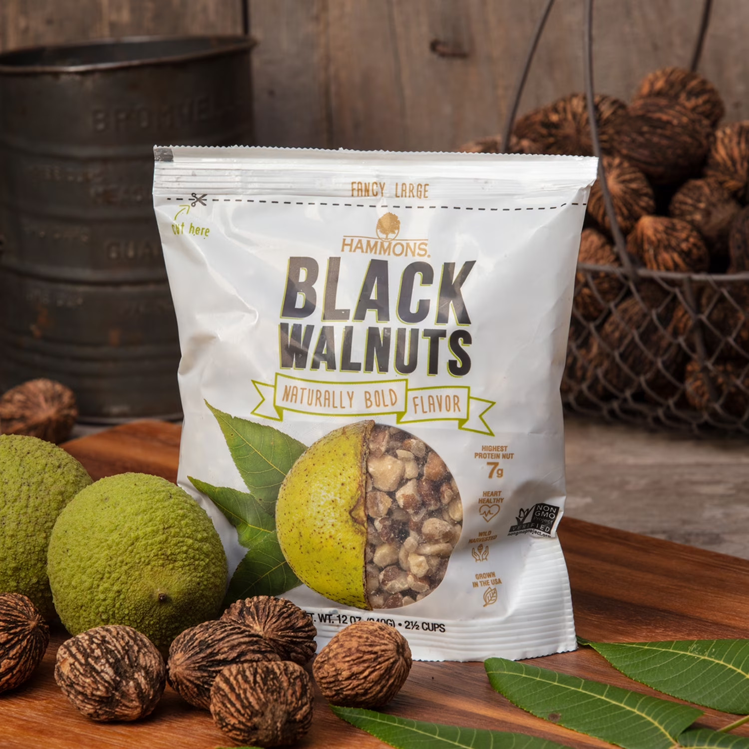Hammons Hand harvested Black Walnuts large pieces 12 oz