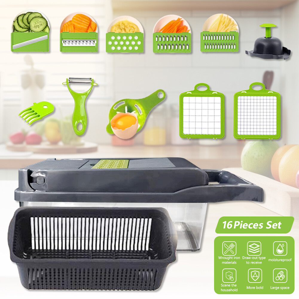 16-In-1 Vegetable Fruit Kitchen Chopper Cutter Food Onion Veggie Dicer Slicer