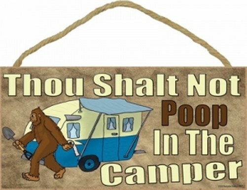 Thou Shall Not Poop In The Camper Bigfoot Sasquatch Funny Wood 10×5 Sign D75