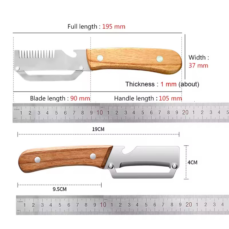 2PCS 2-in-1 Serrated Peeling Knife Premium Vegetable Peeler With Wooden Handle ~
