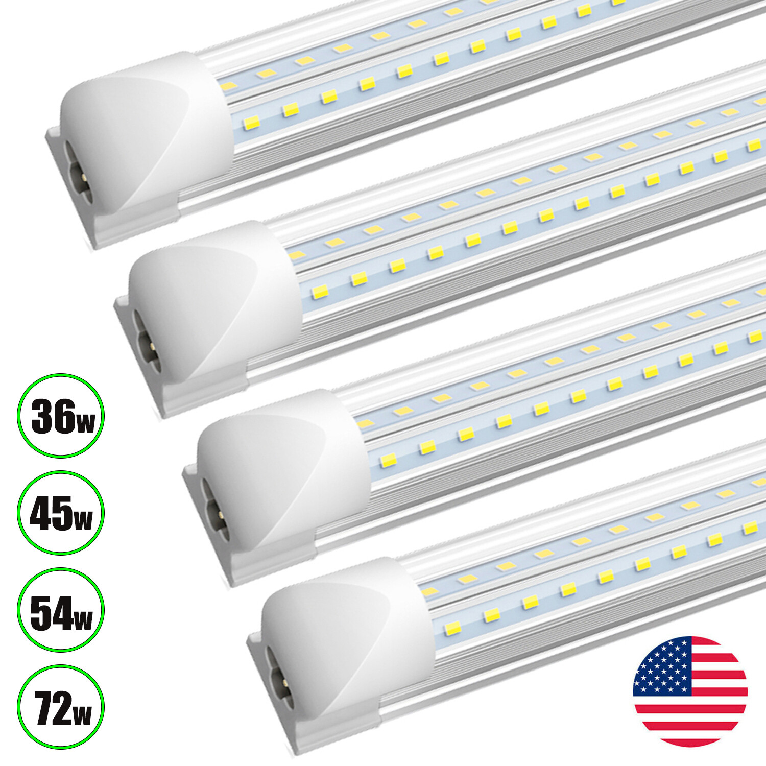 T8 4FT 5FT 6FT 8FT LED Tube Lights 36W~72W Shop Light Fixtures 6500K LED Bulbs