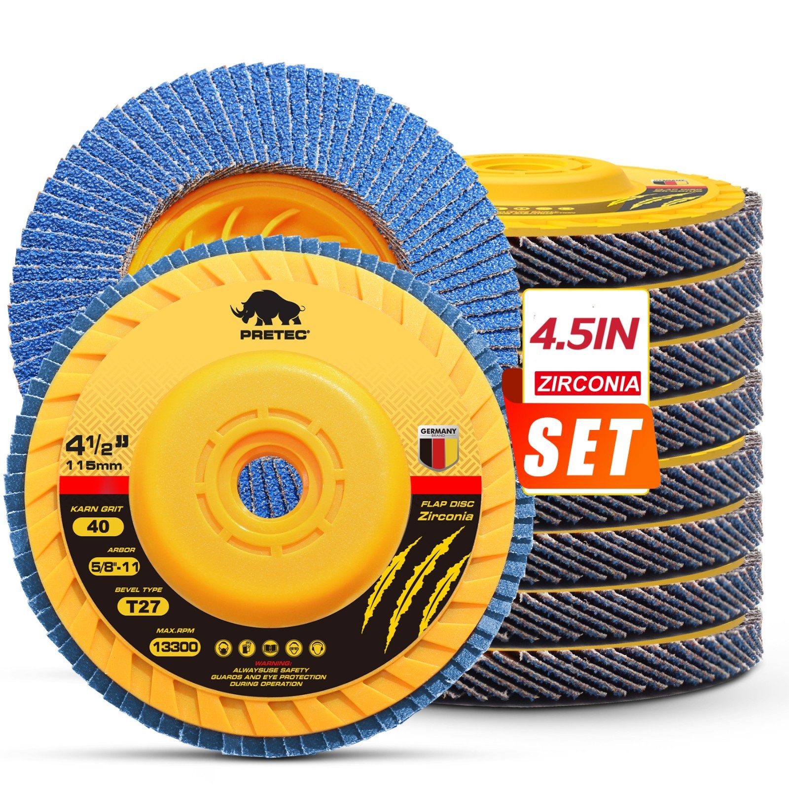 4.5″ Zirconia Flap Discs 5/8-11 Tool Free T27 Grinding Wheels 40 60 80 120 Grit