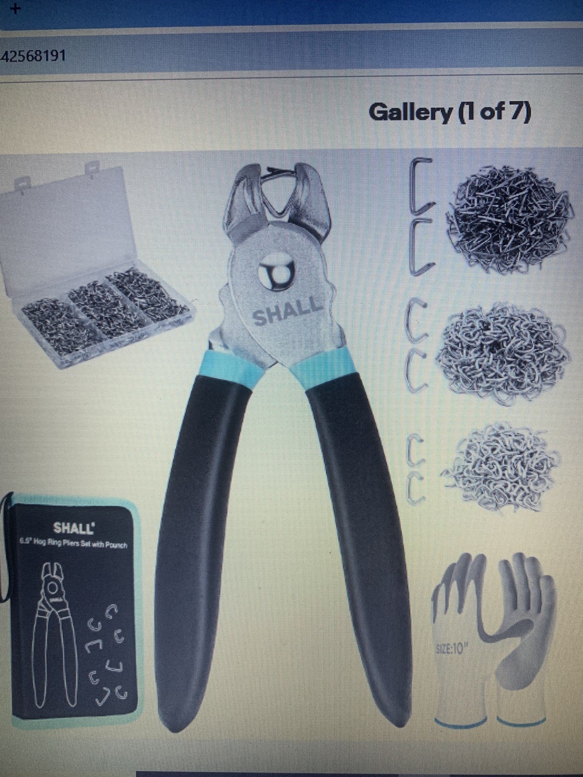 SHALL Hog Ring Pliers Kit with 600pcs (3/8’’, 1/2’’, 3/4’’) for Upholstery