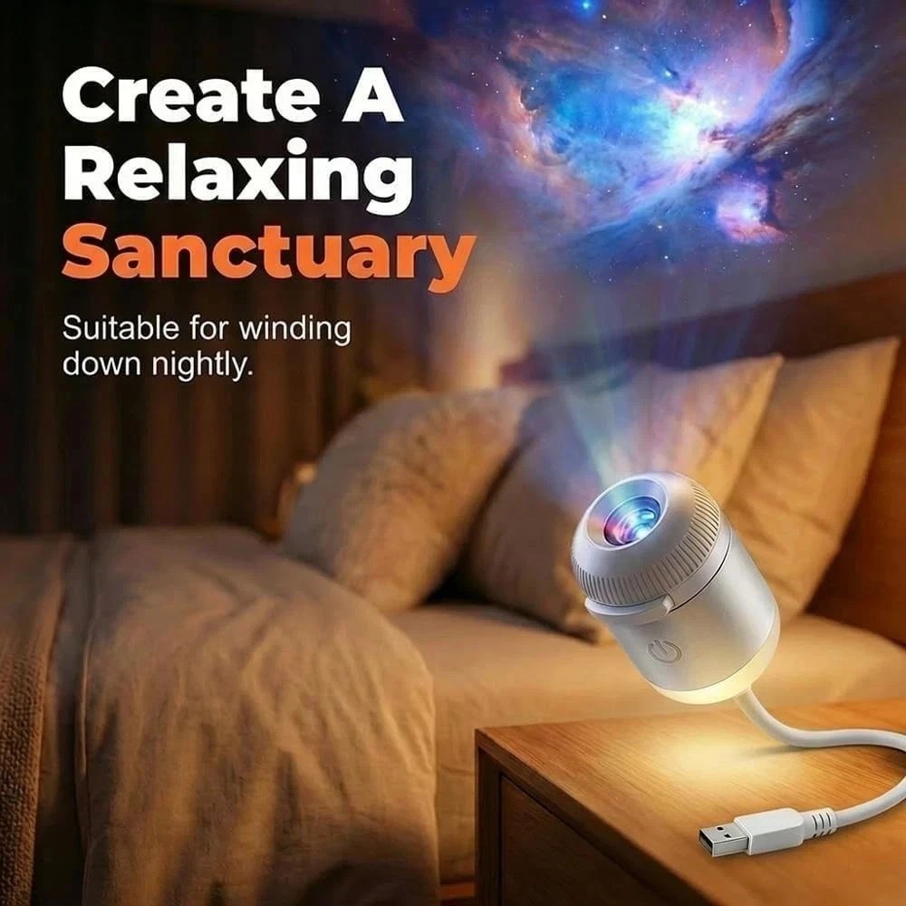 Hd Smart Dynamic 5d Holographic Night Light Projector, 2 In 1 Galaxy Night Light