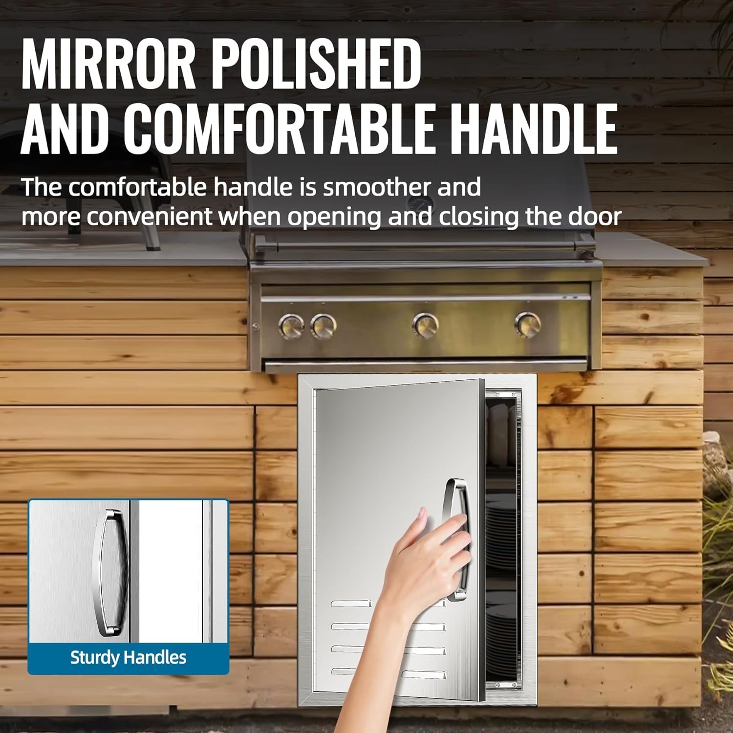 17W x 24H Inch – 304 Stainless Steel BBQ Access Door with Detachable Handles