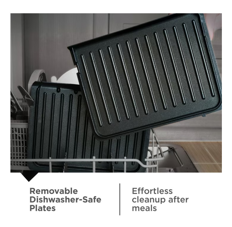 George Foreman 4‑Serving Electric Grill & Panini Press, Easy‑Clean Removable Dis