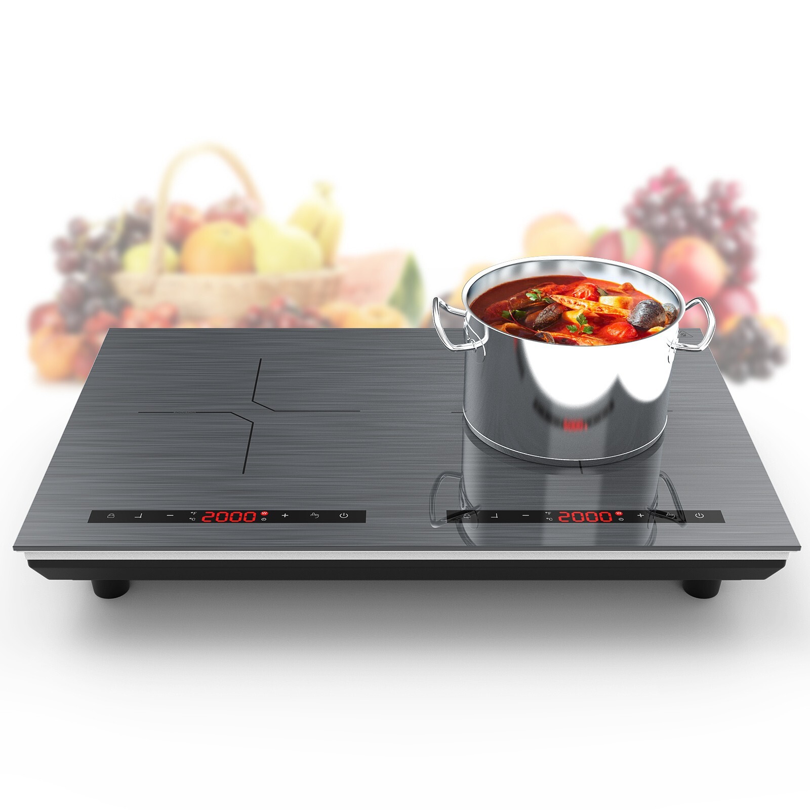 Induction Cooktop Electric Cooktop 2 Burner Electric Stovetop 110V Touch Control
