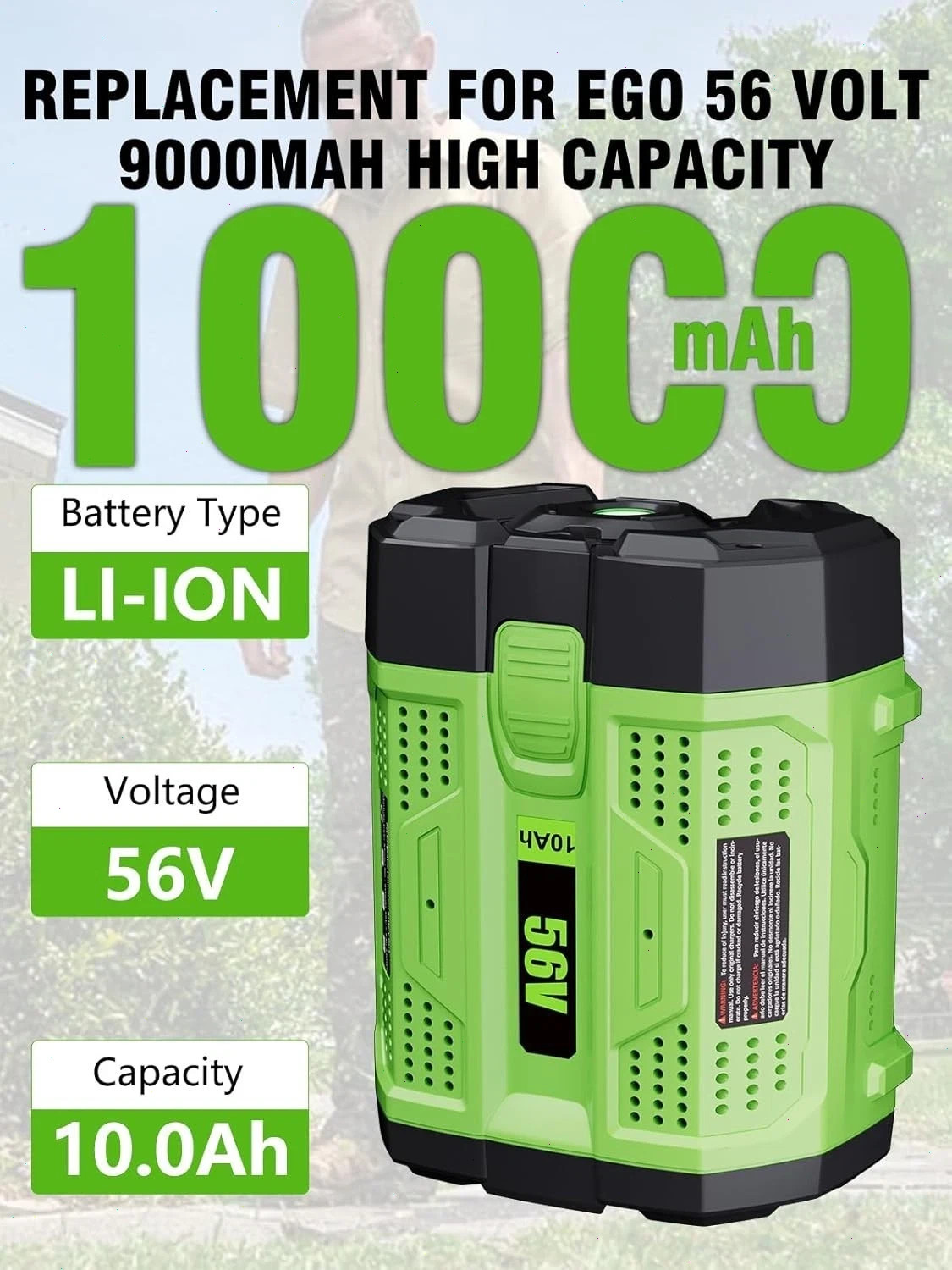 1~2PACK 56V 12.0Ah upgrade For EGO BA5600T Power + 56V 10Ah Lithium New Battery