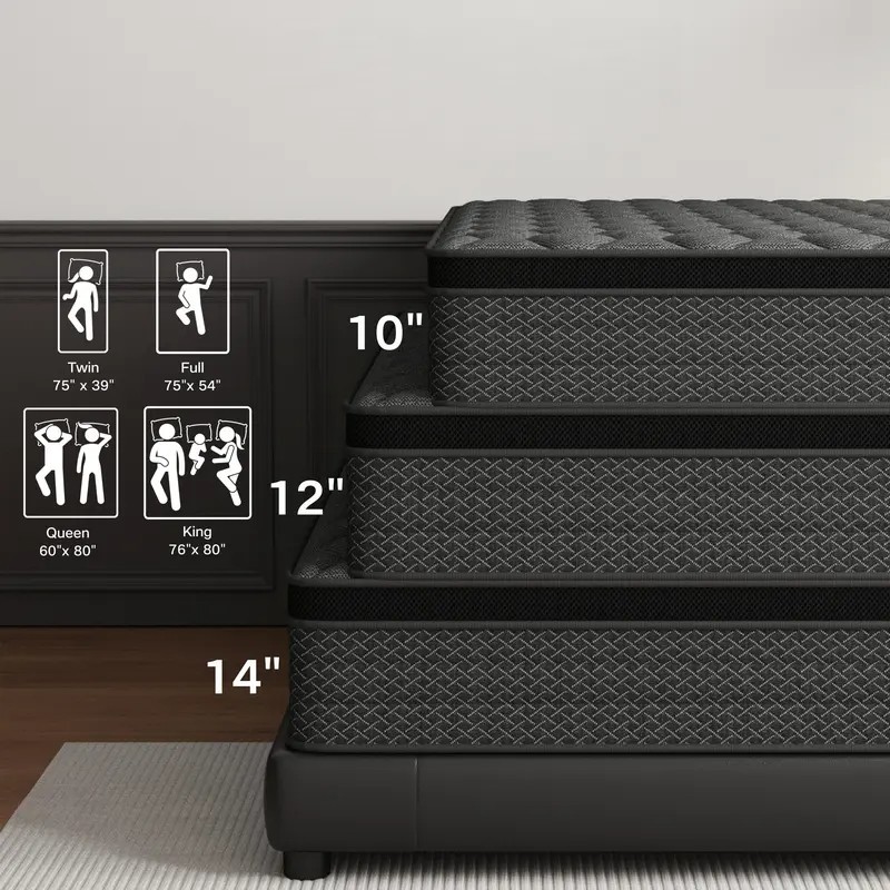 10 12 14” Gel Memory Foam&Spring Hybrid Mattres King Queen Full Twin In a Box