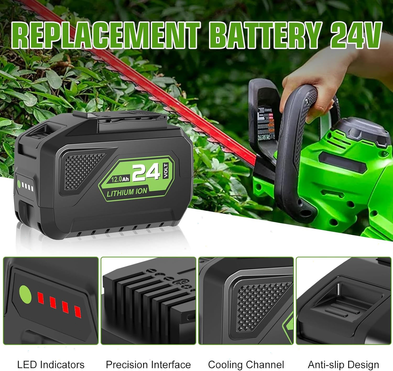 24V 12.0Ah Batteries Replacement for Greenworks 24V Battery Model 29842 29852