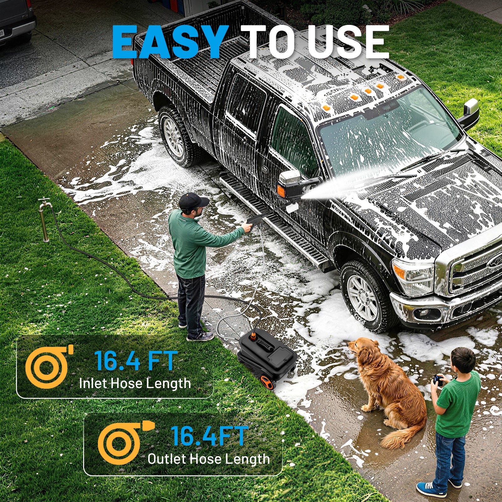 Battery Operated Pressure Washer 21V 2000 PSI with Fast Dual Charging
