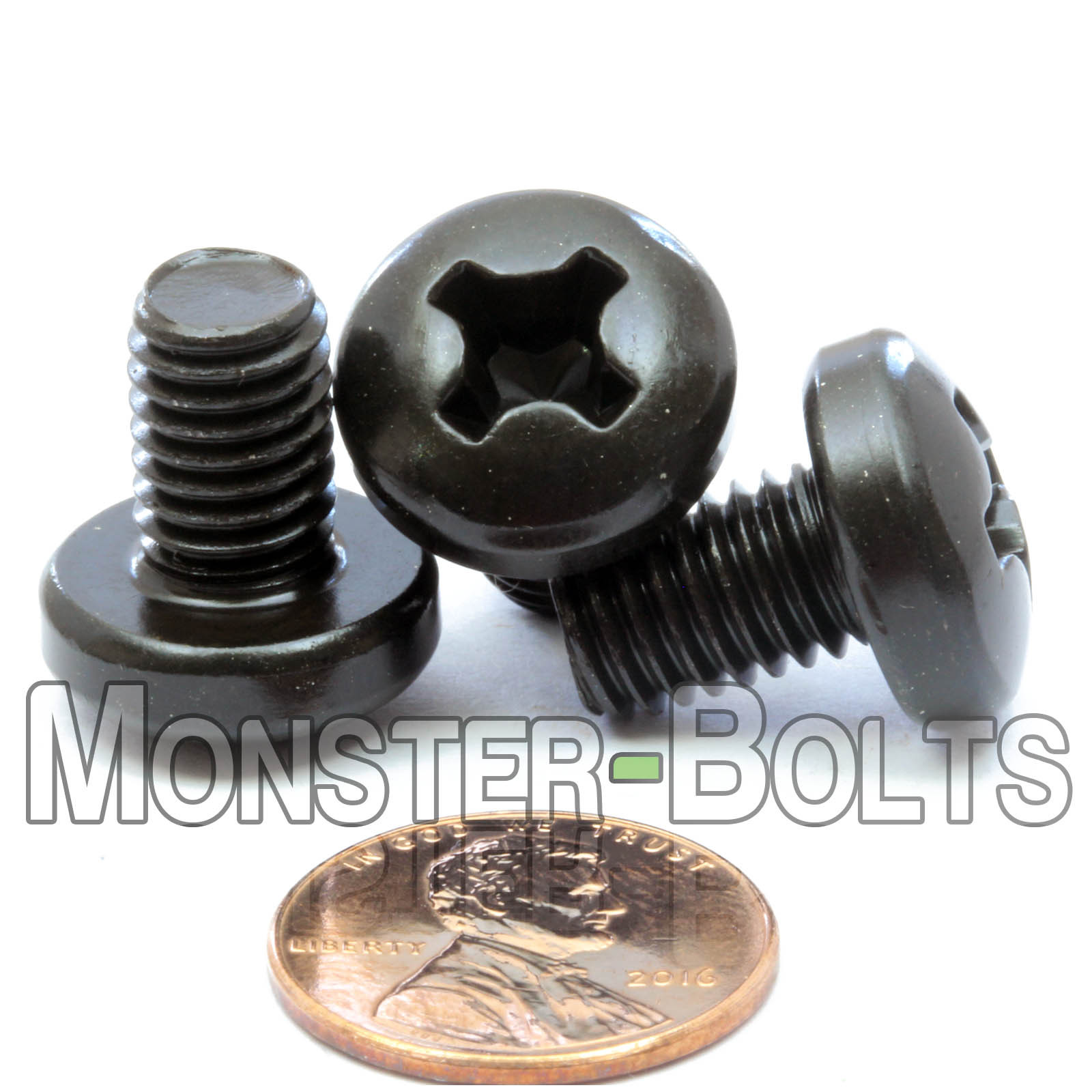 M8 / 8mm Phillips Pan Head Machine Screws, Steel, Black Oxide, DIN 7985A Metric