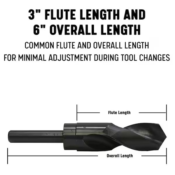 37/64 In. High Speed Steel Black Oxide Reduced Shank Specialty Drill Bit with 3/