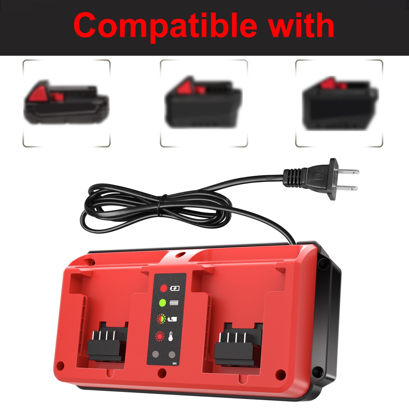 18V Dual Bay Simultaneous Charger for Milwaukee 18V M18 Battery 48-11-1850