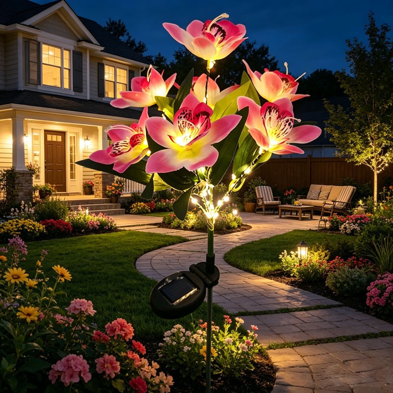 Solar LED Garden Lights Flower Stake Lamp Outdoor Yard Waterproof Patio Decor